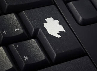 Keyboard with return key in the shape of Gabon.(series)