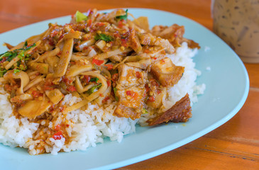 Fried rice with basil pork