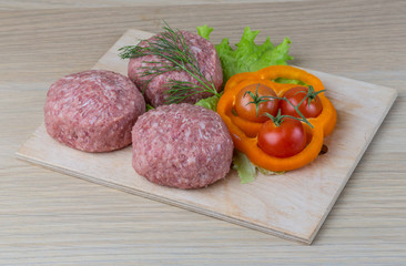 Raw burger cutlet