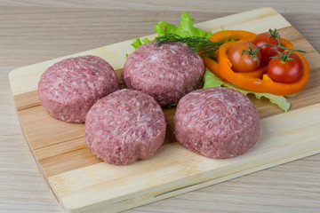 Raw burger cutlet