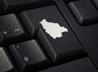 Keyboard with return key in the shape of Bolivia.(series)