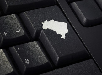 Keyboard with return key in the shape of Brazil.(series)