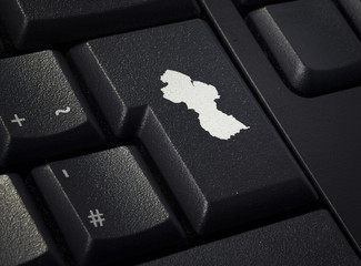 Keyboard with return key in the shape of Guyana.(series)