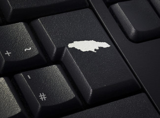 Keyboard with return key in the shape of Jamaica.(series)