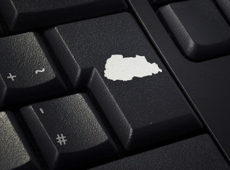 Keyboard with return key in the shape of Bhutan.(series)