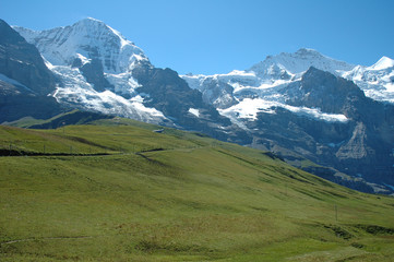 Fototapeta na wymiar Jungfraujoch pass in Alps in Switzerland