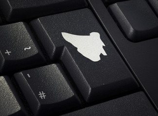 Keyboard with return key in the shape of Tasmania.(series)