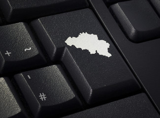Keyboard with return key in the shape of Belgium.(series)