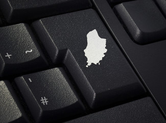 Keyboard with return key in the shape of Isle of Man.(series)