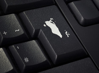 Keyboard with return key in the shape of Bahrain.(series)