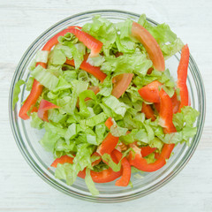 Dietary salad with peppers and tomatoes