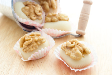 Walnuts with almond paste