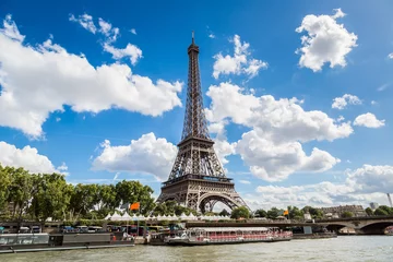Fotobehang Seine and Eiffel tower  in Paris © Sergii Figurnyi