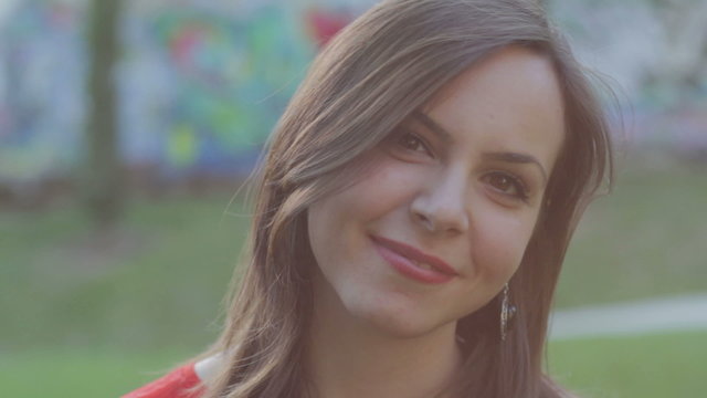 portrait of beautiful woman that is smiling - wellness - happiness - laugher - l