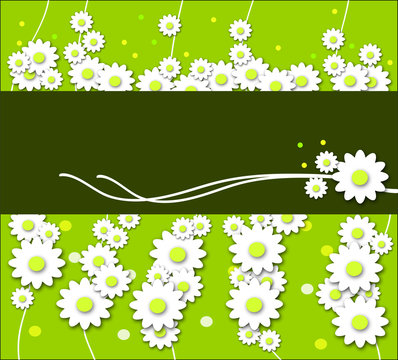 spring flowers pattern on green texture