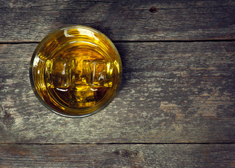 Whiskey Bourbon in a Glass with Ice