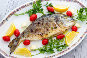 Grilled sea bream