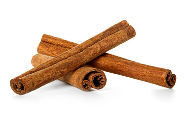 Cinnamon sticks on white