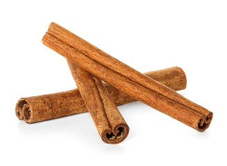 Cinnamon sticks on white