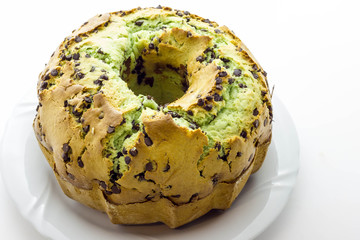 Donut with mint and drops of chocolate