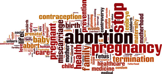 Abortion word cloud concept. Vector illustration