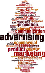 Obraz premium Advertising word cloud concept. Vector illustration