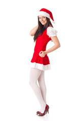 Young woman in Santa costume. Christmas.