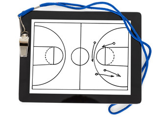 Soccer Tactic Diagram And Whistle On Digital Tablet