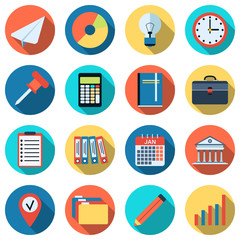 Business and office flat vector icons