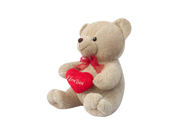 mini bear and red heart