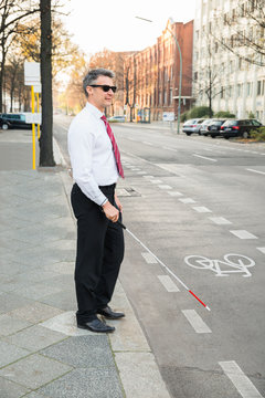 Blind Man Crossing Road