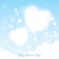 Valentines Day Greeting Card Two Hearts in the Sky