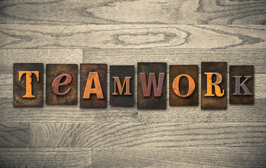 Teamwork Wooden Letterpress Concept