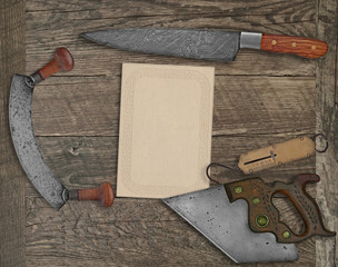 vintage kitchen knives and utensils collage