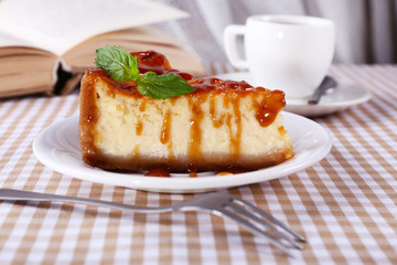 Cheese cake and cup of coffee