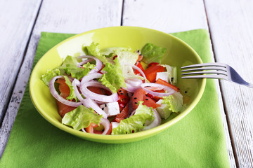 Fresh fish salad with vegetables