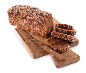Black bread isolated on white