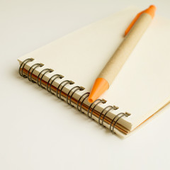 Blank binder notebook and pen