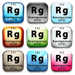 A button showing the element Roentgenium