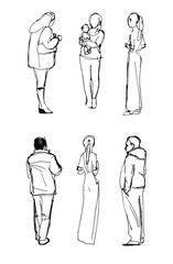 hand drawn figures of men and women