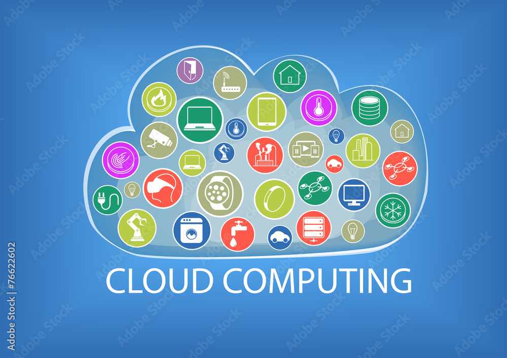 Poster cloud computing vector illustration with internet of things
