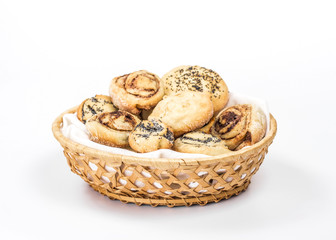 isolated basket of buns