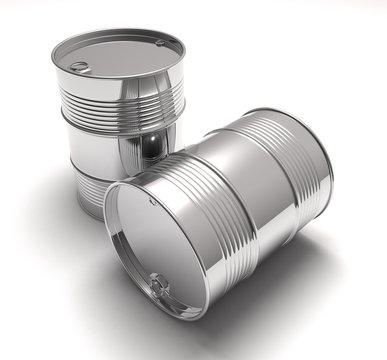 unpainted metal barrel