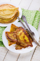 Pancakes or crepes with cheese