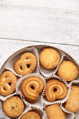 Bisquits on wooden background