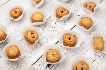Bisquits on wooden background