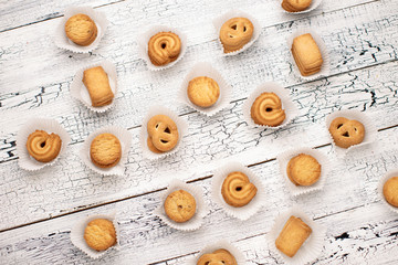 Bisquits on wooden background