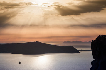Beautiful sunset on Santorini island, Greece