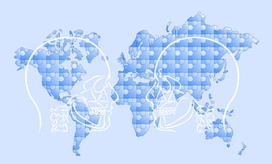 mapa świata puzzle i dwie myśli