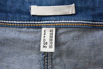 label on the composition of jeans